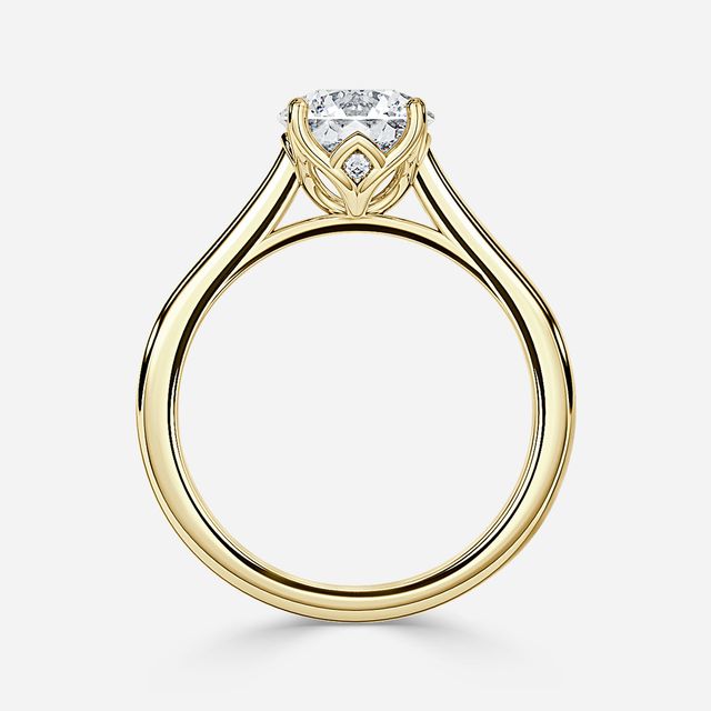 Aerin Solitaire Yellow Gold Pavé Band Bridal Set Engagement Ring