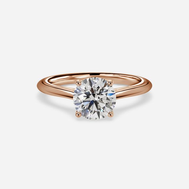 Aerin Solitaire Rose Gold Plain Band Bridal Set Engagement Ring