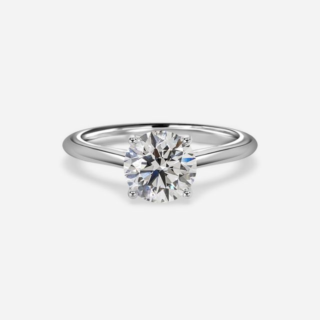 Aerin Solitaire White Gold Plain Band Bridal Set Engagement Ring