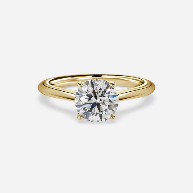 Aerin Solitaire Yellow Gold Pavé Band Bridal Set Engagement Ring