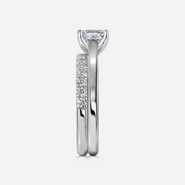 Aerin Solitaire Platinum Pavé Band Bridal Set Engagement Ring