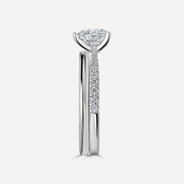 Firefly White Gold Plain Band Bridal Set Engagement Ring