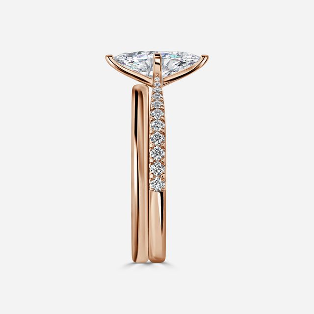 Firefly Rose Gold Plain Band Bridal Set Engagement Ring