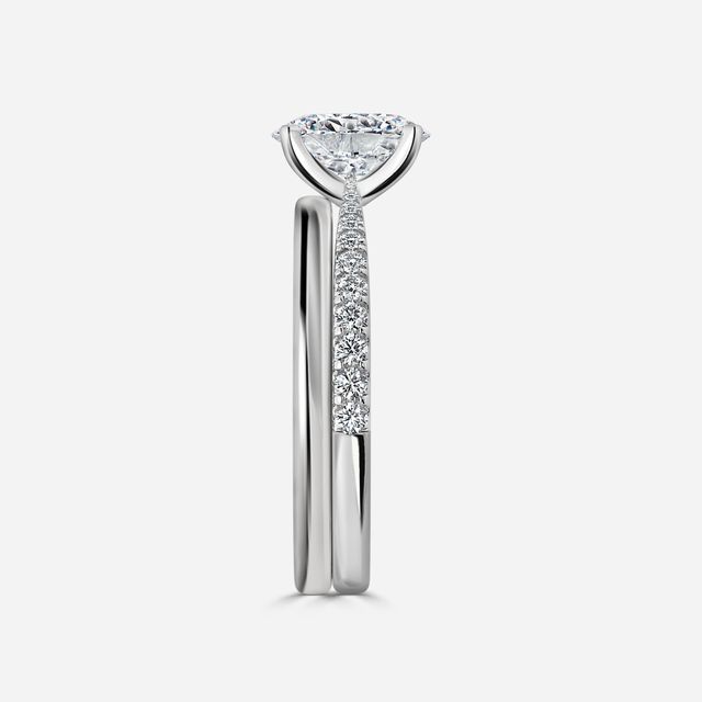 Firefly Platinum Plain Band Bridal Set Engagement Ring