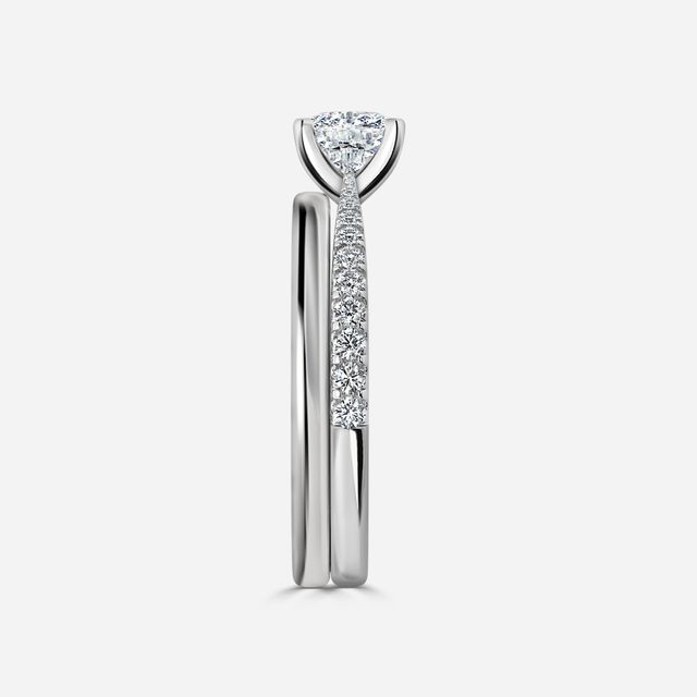 Firefly Platinum Plain Band Bridal Set Engagement Ring