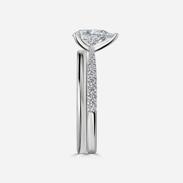 Firefly Platinum Plain Band Bridal Set Engagement Ring