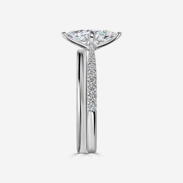 Firefly White Gold Plain Band Bridal Set Engagement Ring