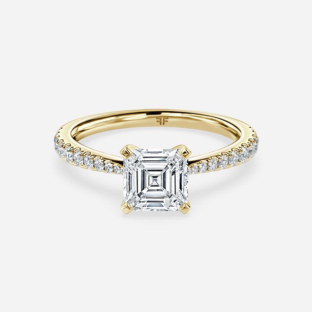 Firefly Yellow Gold Plain Band Bridal Set Engagement Ring