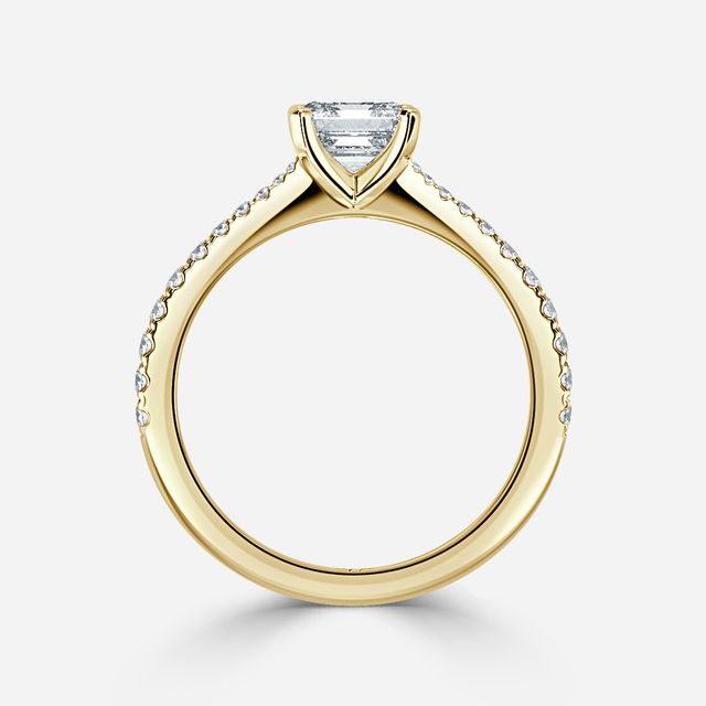 Firefly Yellow Gold Plain Band Bridal Set Engagement Ring