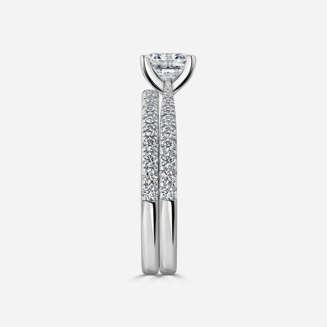Firefly White Gold Pavé Band Bridal Set Engagement Ring