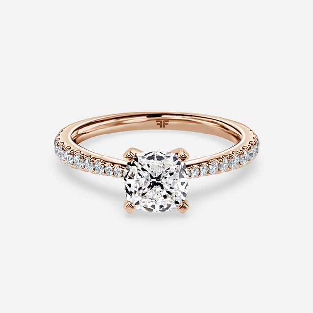 Firefly Rose Gold Plain Band Bridal Set Engagement Ring