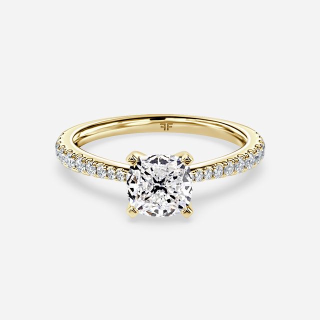 Firefly Yellow Gold Pavé Band Bridal Set Engagement Ring