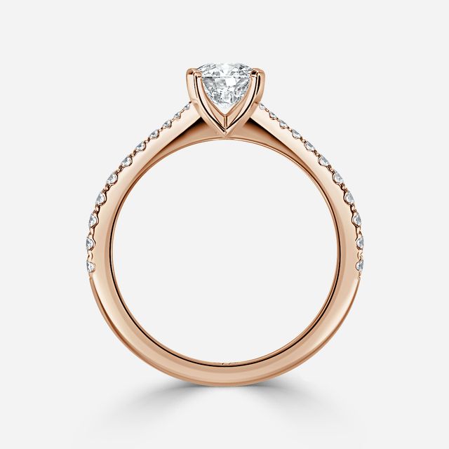 Firefly Rose Gold Plain Band Bridal Set Engagement Ring