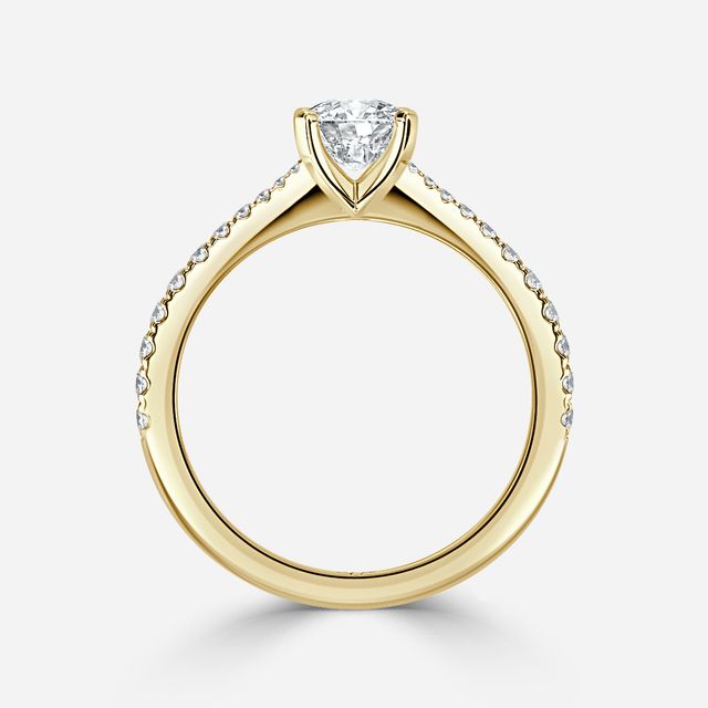 Firefly Yellow Gold Pavé Band Bridal Set Engagement Ring