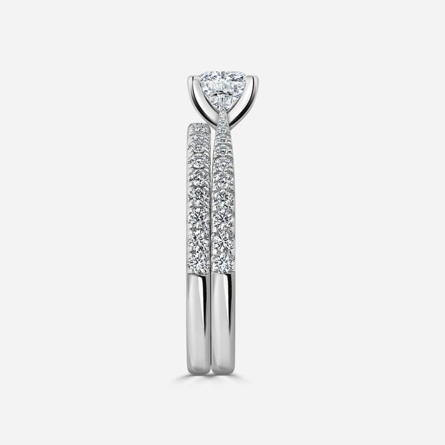 Firefly Platinum Pavé Band Bridal Set Engagement Ring