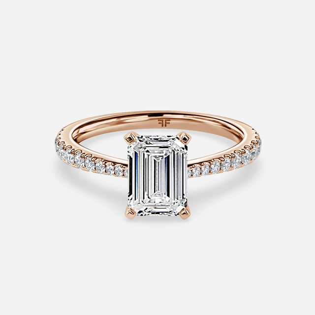 Firefly Rose Gold Plain Band Bridal Set Engagement Ring