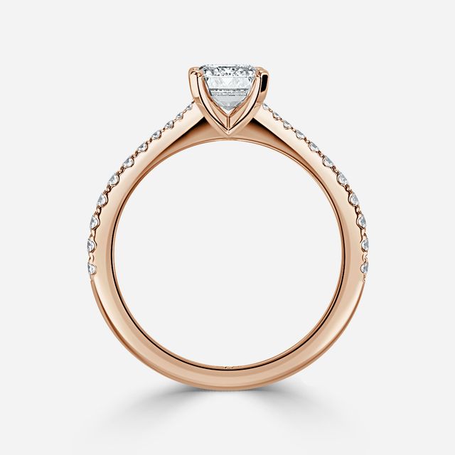 Firefly Rose Gold Plain Band Bridal Set Engagement Ring