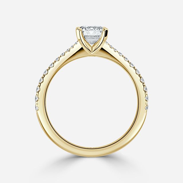 Firefly Yellow Gold Pavé Band Bridal Set Engagement Ring