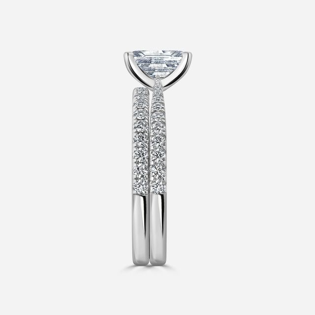 Firefly White Gold Pavé Band Bridal Set Engagement Ring