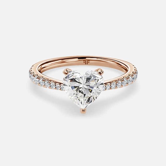 Firefly Rose Gold Plain Band Bridal Set Engagement Ring