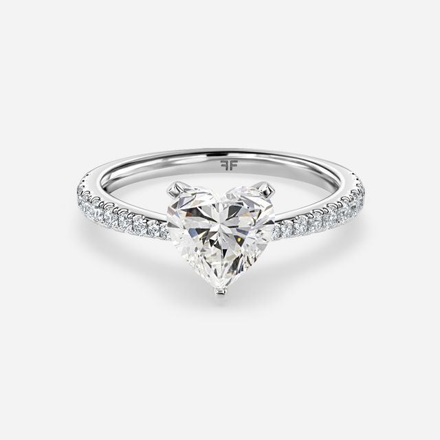Firefly White Gold Plain Band Bridal Set Engagement Ring