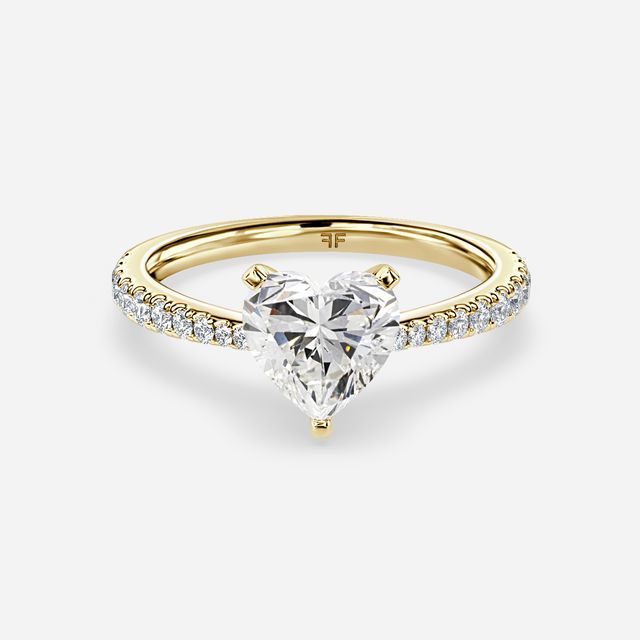 Firefly Yellow Gold Pavé Band Bridal Set Engagement Ring