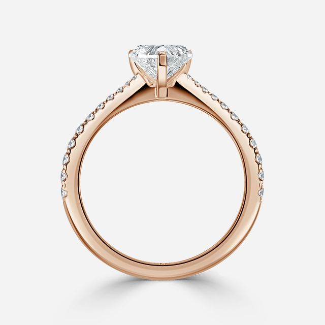 Firefly Rose Gold Plain Band Bridal Set Engagement Ring