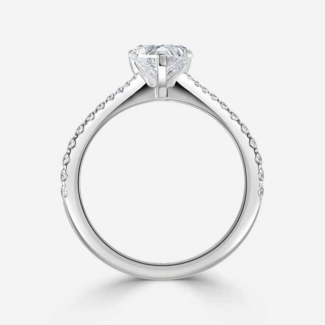 Firefly White Gold Plain Band Bridal Set Engagement Ring
