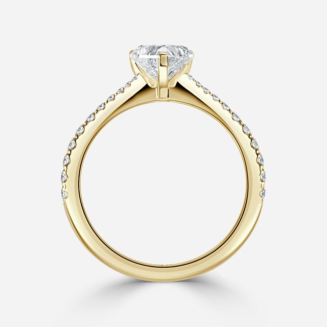 Firefly Yellow Gold Pavé Band Bridal Set Engagement Ring