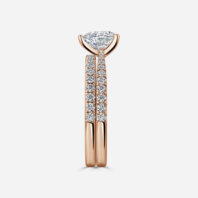 Firefly Rose Gold Pavé Band Bridal Set Engagement Ring