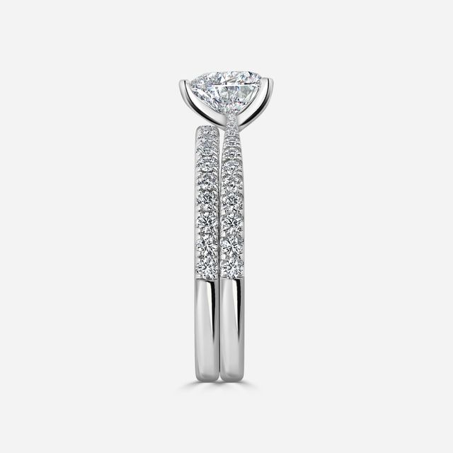 Firefly White Gold Pavé Band Bridal Set Engagement Ring