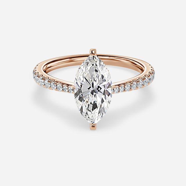 Firefly Rose Gold Plain Band Bridal Set Engagement Ring