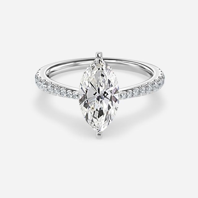 Firefly White Gold Plain Band Bridal Set Engagement Ring