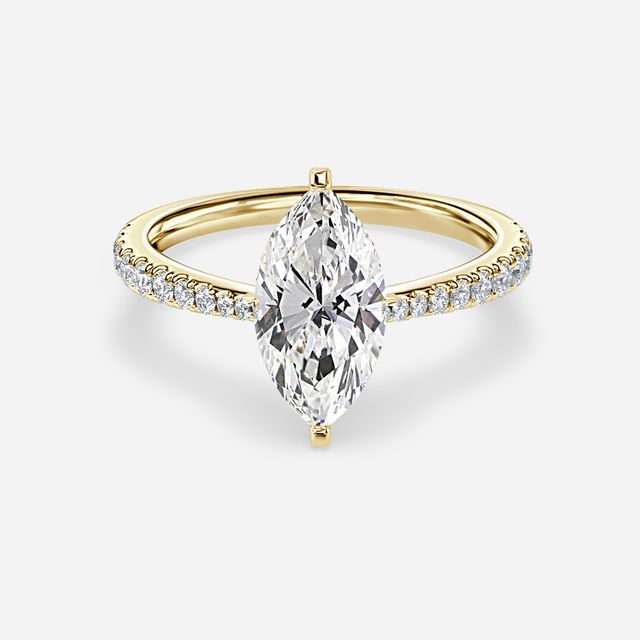 Firefly Yellow Gold Plain Band Bridal Set Engagement Ring