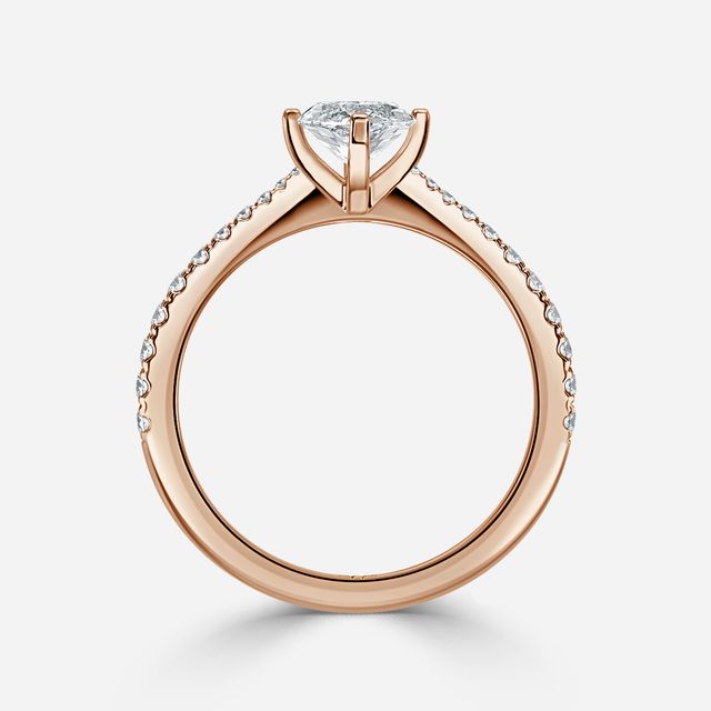 Firefly Rose Gold Plain Band Bridal Set Engagement Ring
