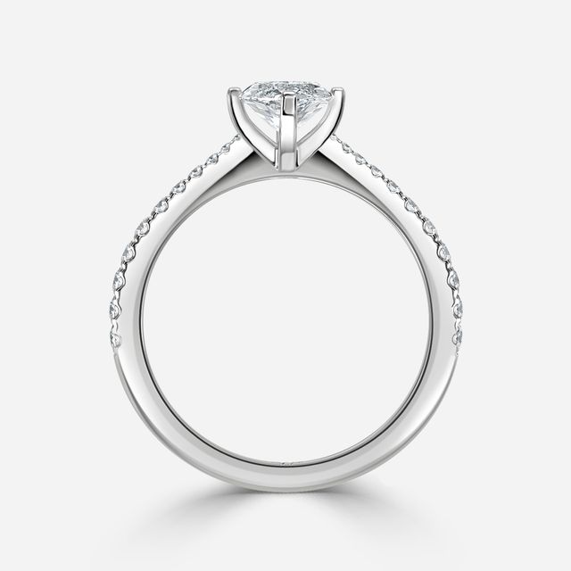 Firefly White Gold Plain Band Bridal Set Engagement Ring