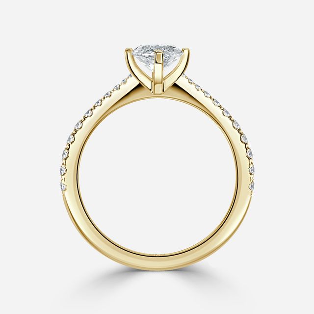 Firefly Yellow Gold Plain Band Bridal Set Engagement Ring