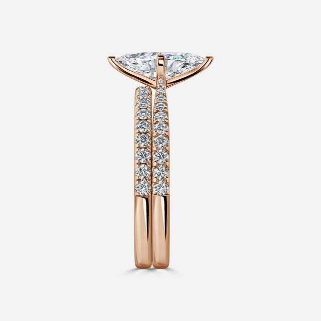 Firefly Rose Gold Pavé Band Bridal Set Engagement Ring