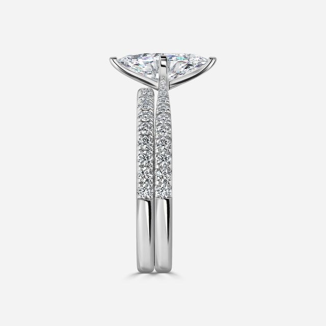 Firefly White Gold Pavé Band Bridal Set Engagement Ring