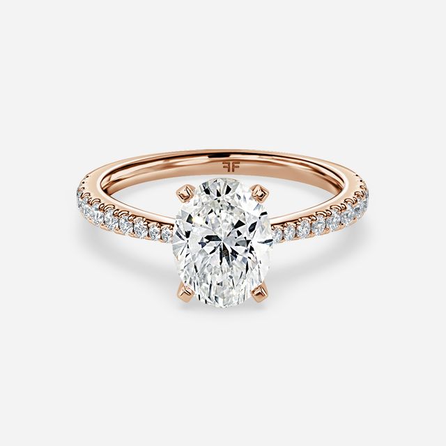 Firefly Rose Gold Plain Band Bridal Set Engagement Ring