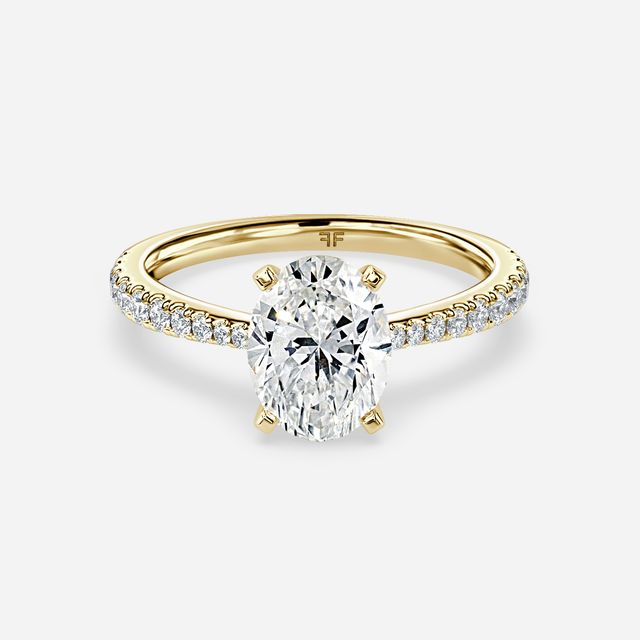 Firefly Yellow Gold Plain Band Bridal Set Engagement Ring
