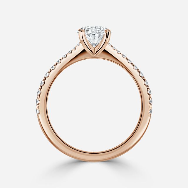Firefly Rose Gold Plain Band Bridal Set Engagement Ring