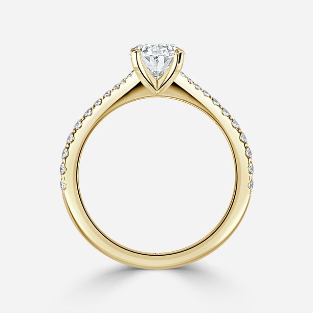 Firefly Yellow Gold Plain Band Bridal Set Engagement Ring