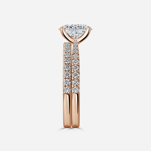 Firefly Rose Gold Pavé Band Bridal Set Engagement Ring