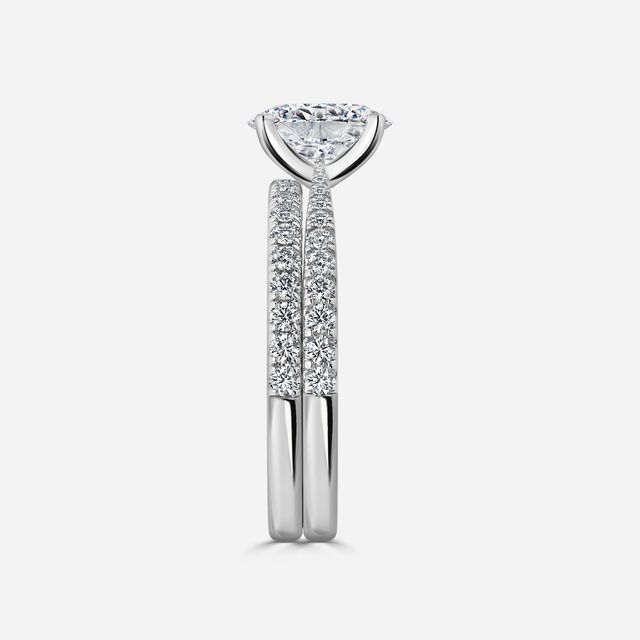 Firefly Platinum Pavé Band Bridal Set Engagement Ring