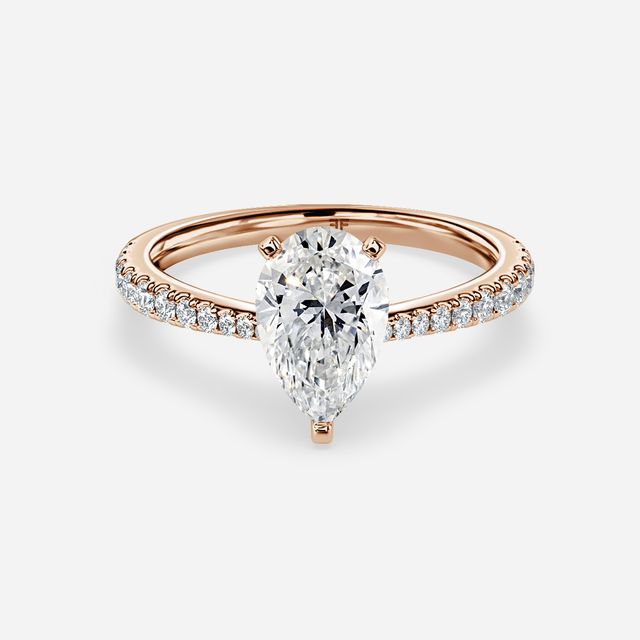 Firefly Rose Gold Plain Band Bridal Set Engagement Ring