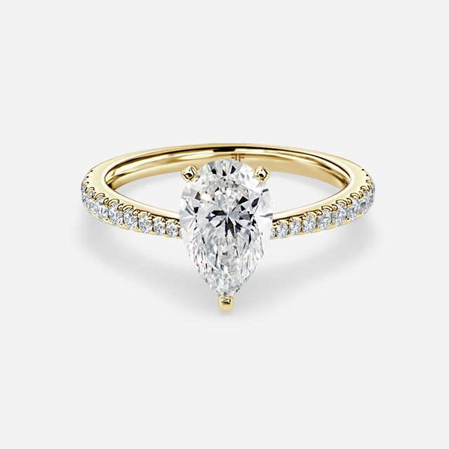 Firefly Yellow Gold Plain Band Bridal Set Engagement Ring