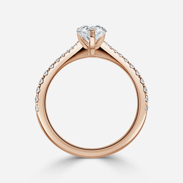 Firefly Rose Gold Plain Band Bridal Set Engagement Ring