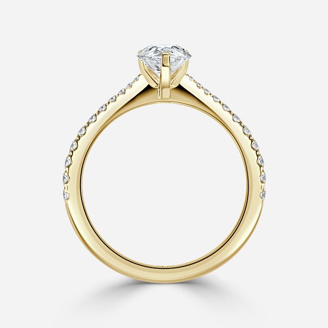 Firefly Yellow Gold Plain Band Bridal Set Engagement Ring