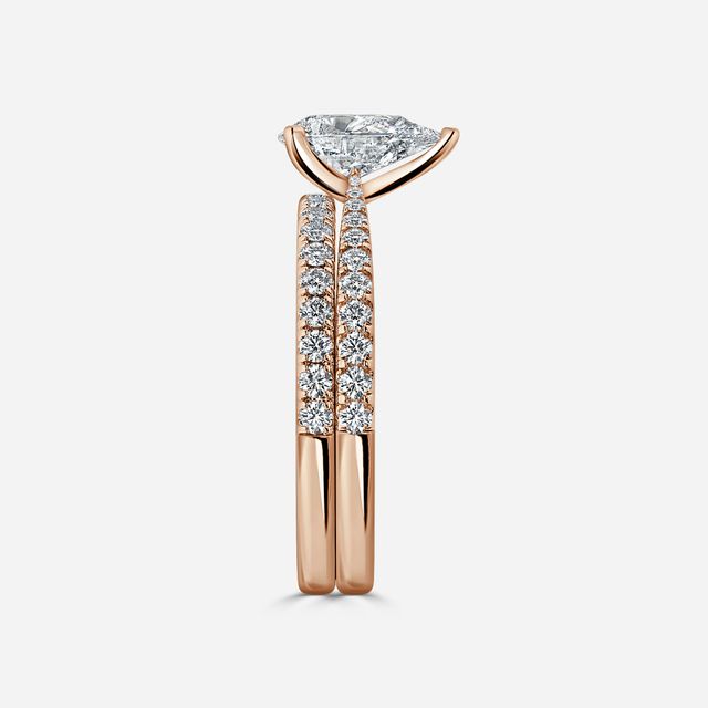 Firefly Rose Gold Pavé Band Bridal Set Engagement Ring